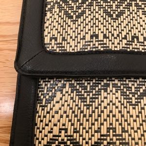 Woven black & cream clutch